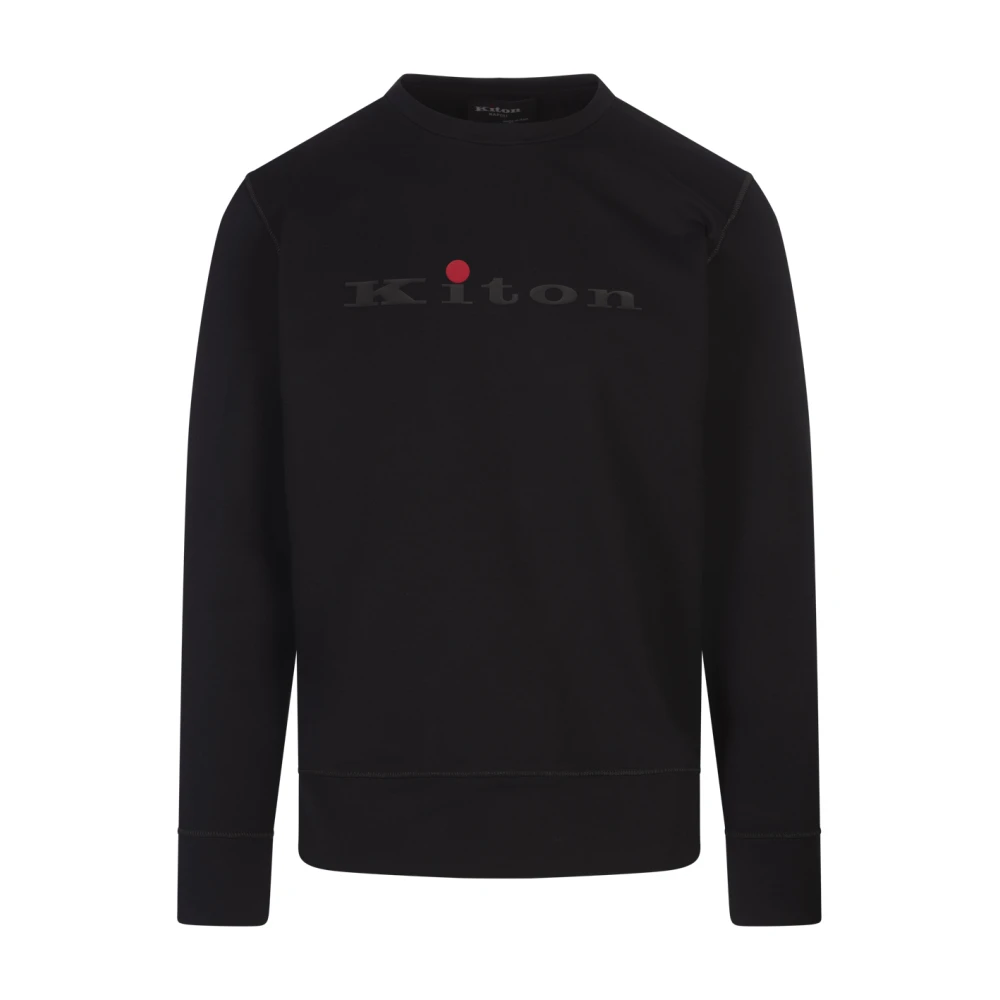 Kiton Zwarte Sweatshirt met Logo en Ronde Hals Black Heren