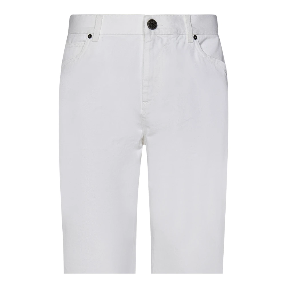 Balmain Witte Straight-Leg Jeans met Logo Borduursel White Heren