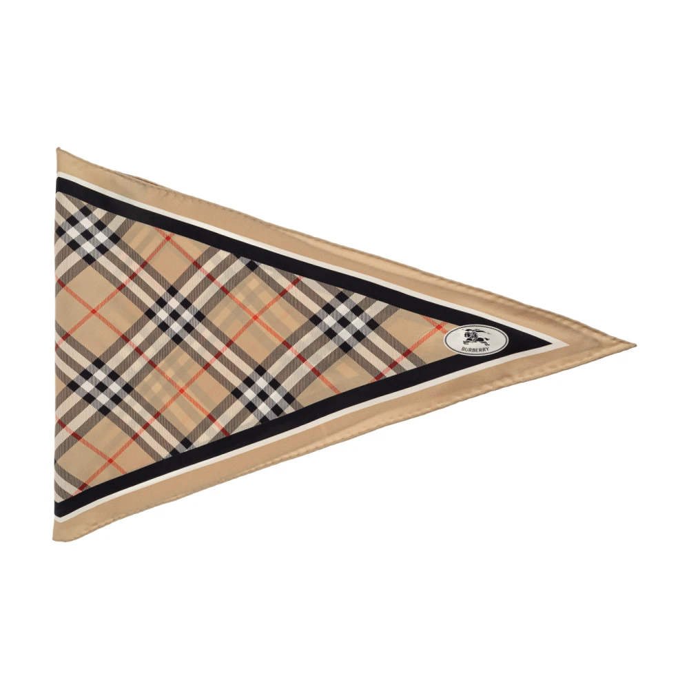 Burberry Beige Silk Scarves, Unisex, One Size, Check Silk Scarf
