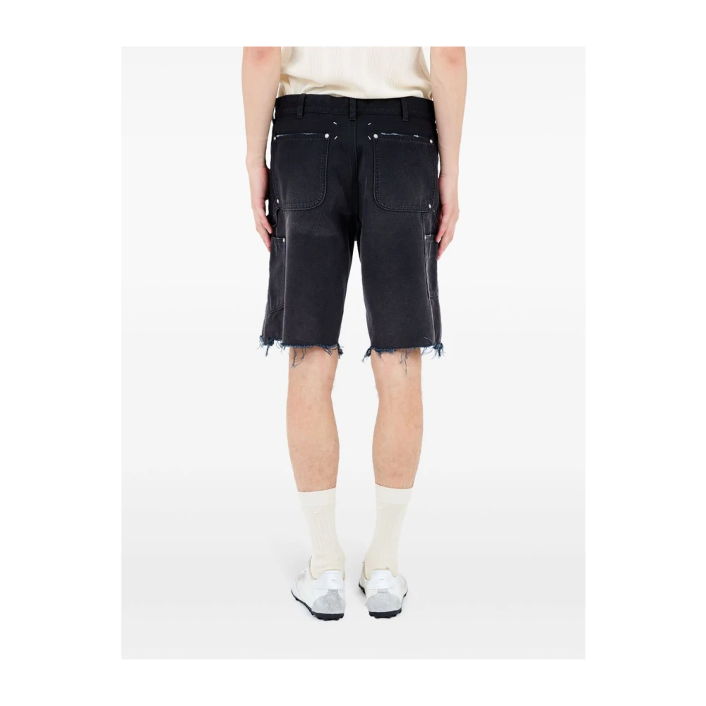 Maison Margiela Zwarte Denim Shorts Met Distressed Look Black Heren