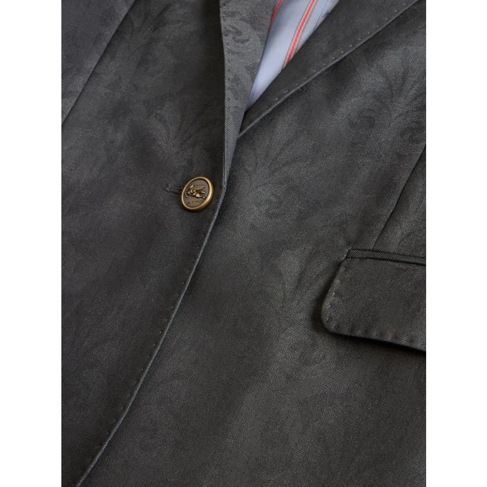 ETRO Houtskool Grijs Wol Jacquard Jas Gray Dames