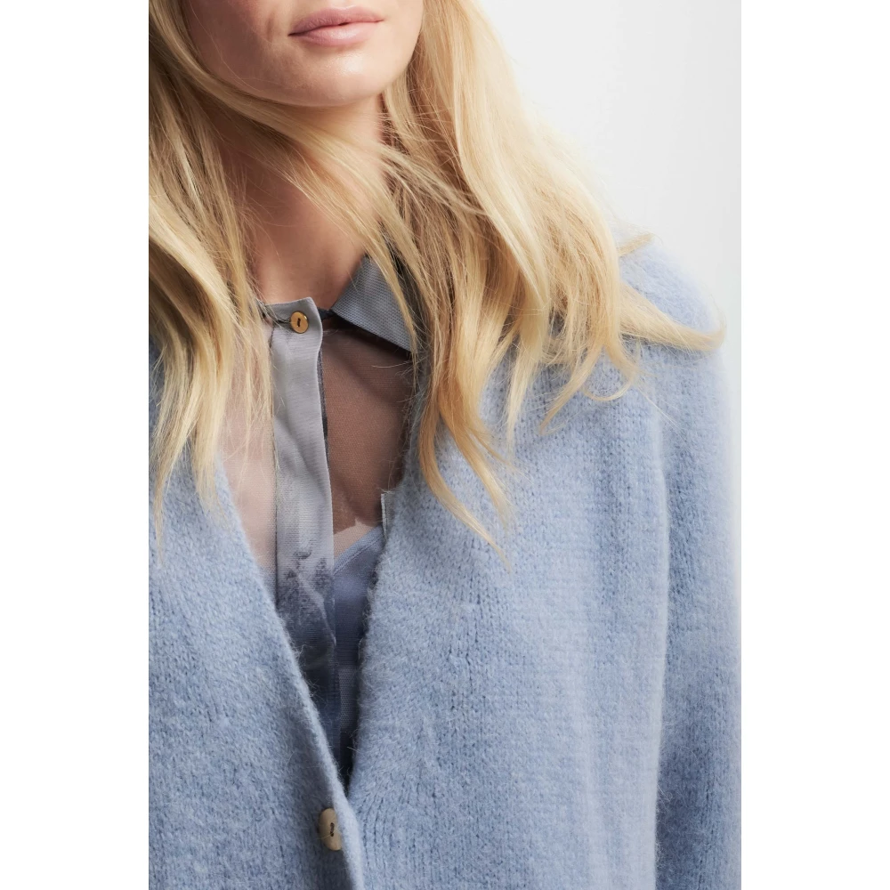 Kocca Alpaca Blend Lang Vest Oversized Design Blue Dames