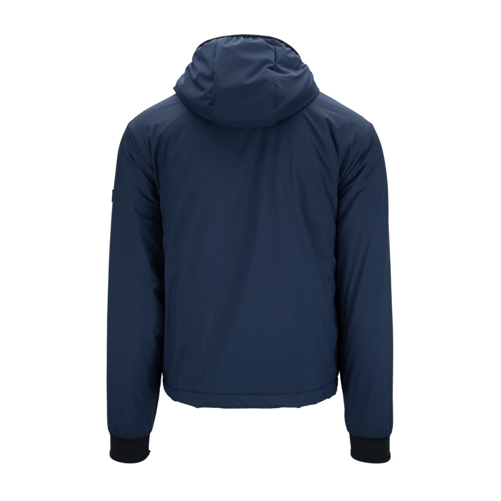 Fay Heren Knop Rits Hooded Puffer Jas Blue Heren