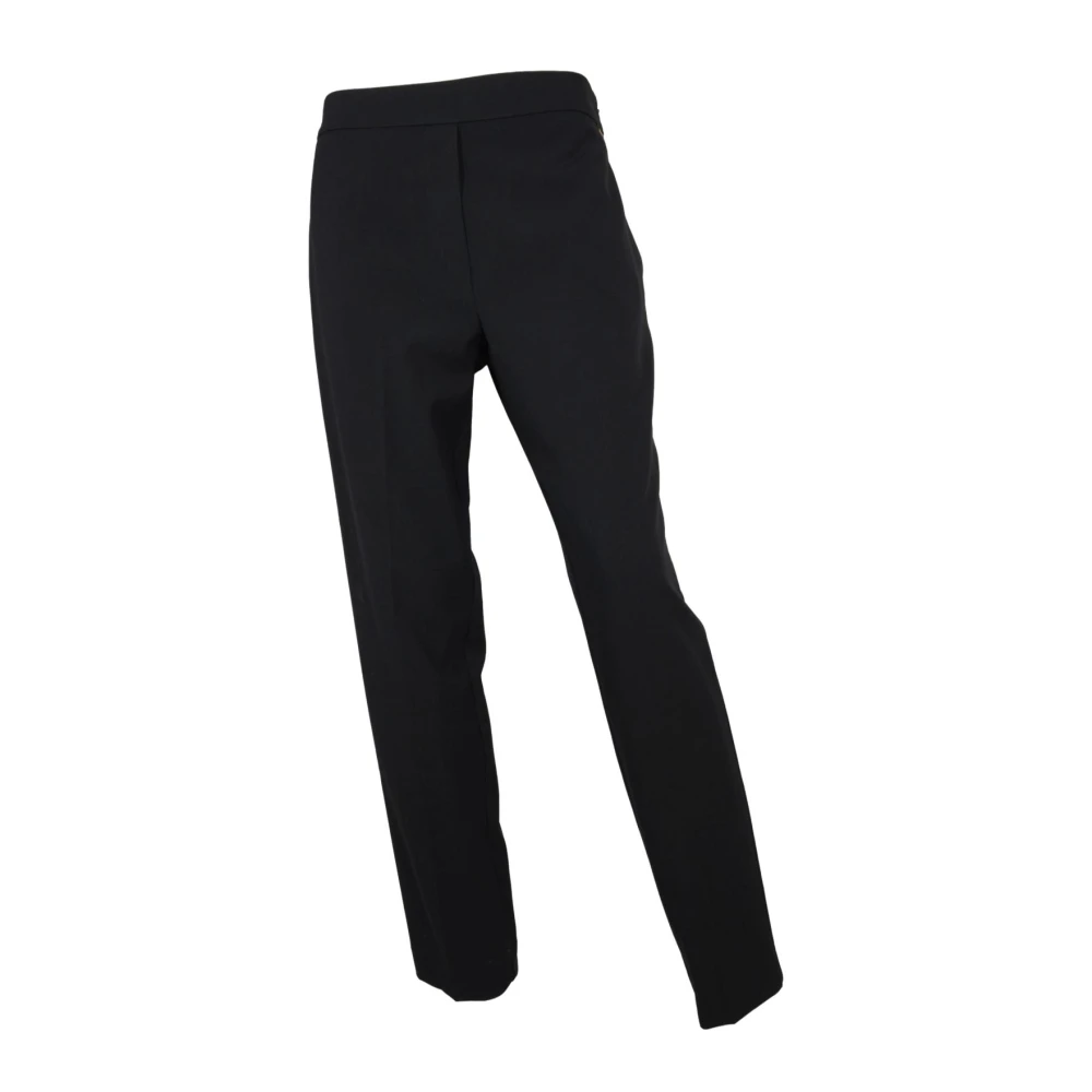 Kaos Rechte Pijp Elastische Taille Broek Zwart Black Dames