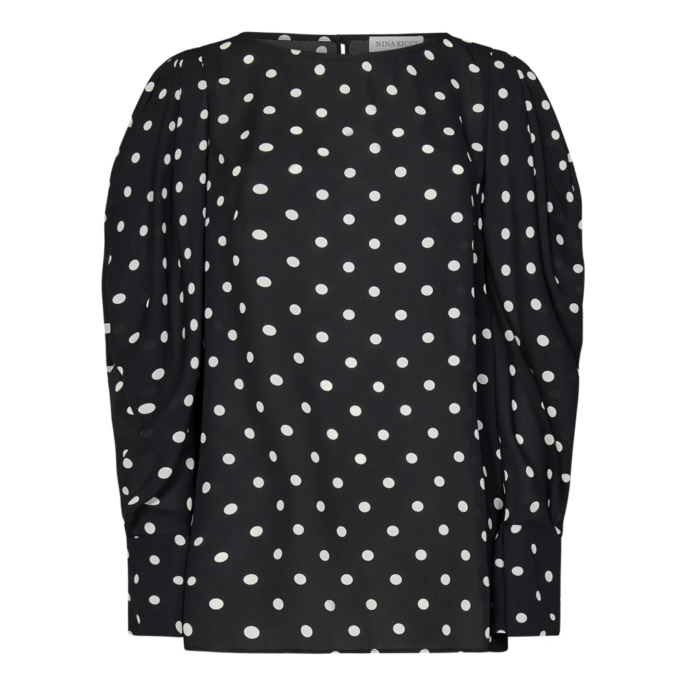 Nina Ricci Zwarte polka dot blouse Aw24 Black Dames