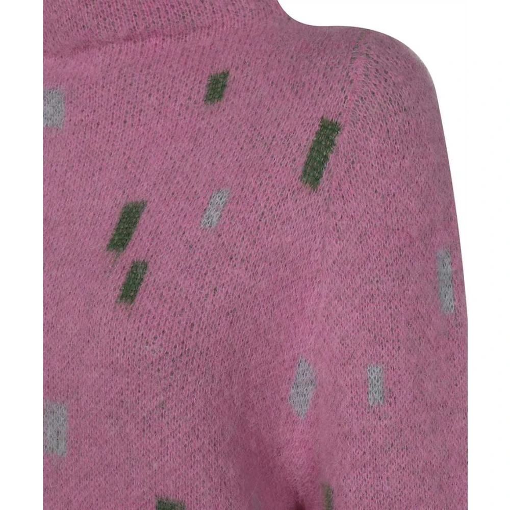 Emporio Armani Turtleneck Sweater met Geometrisch Patroon Pink Dames