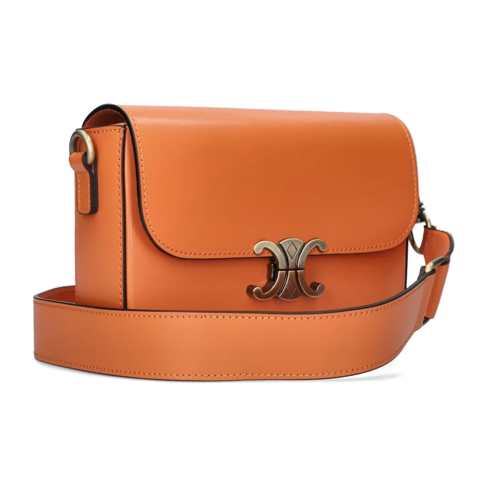 Notre-v Oranje Leren Crossbody Schoudertas Orange Dames