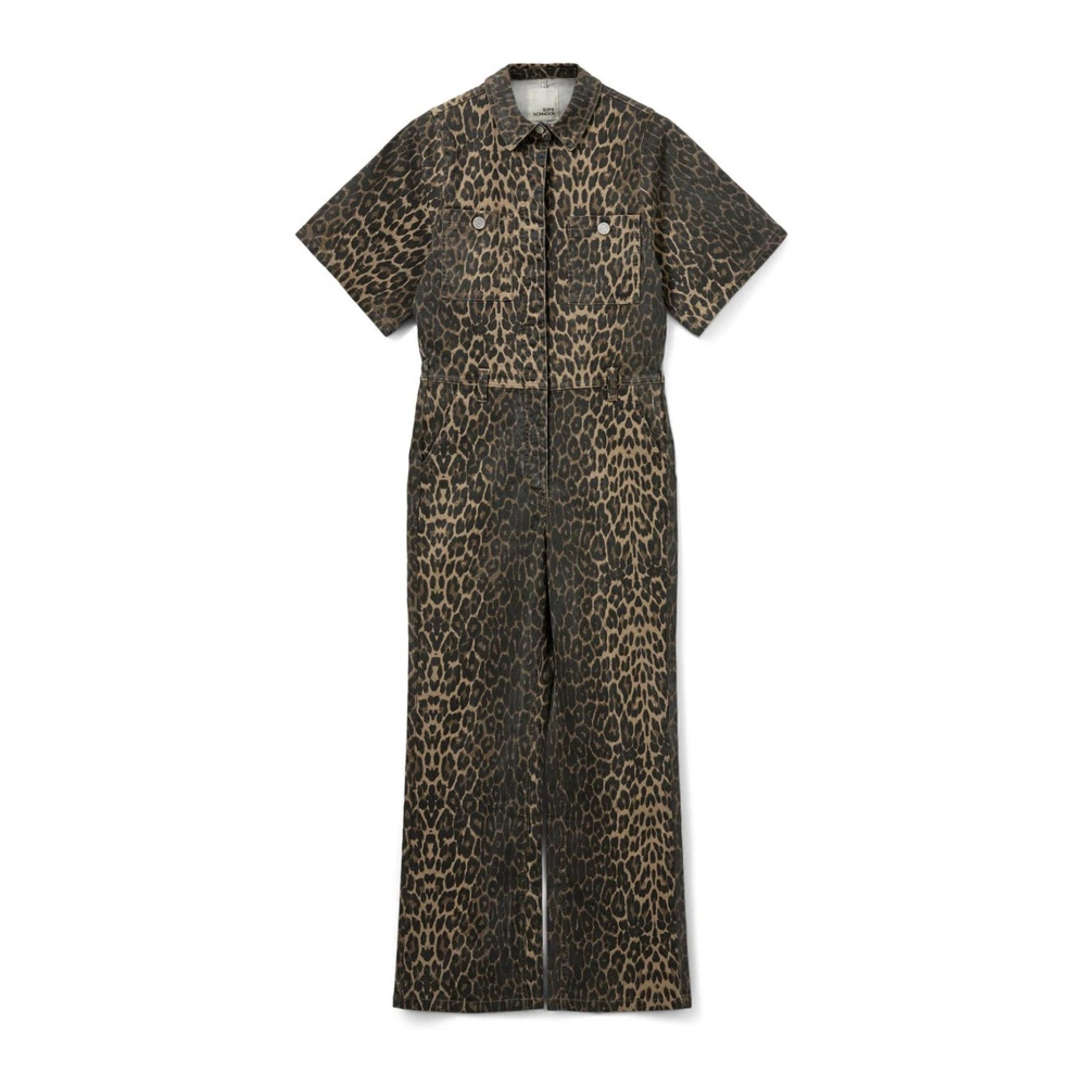 Sofie Schnoor Jumpsuit met luipaardprint en wijde pijpen Brown Dames
