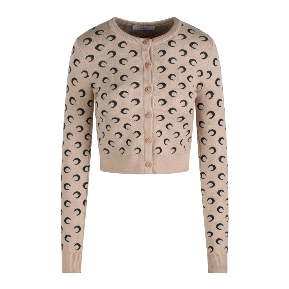 Marine Serre Maanprint Wollen Vest Beige Dames