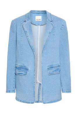 Ljusblå Tvättad Denim Blazer