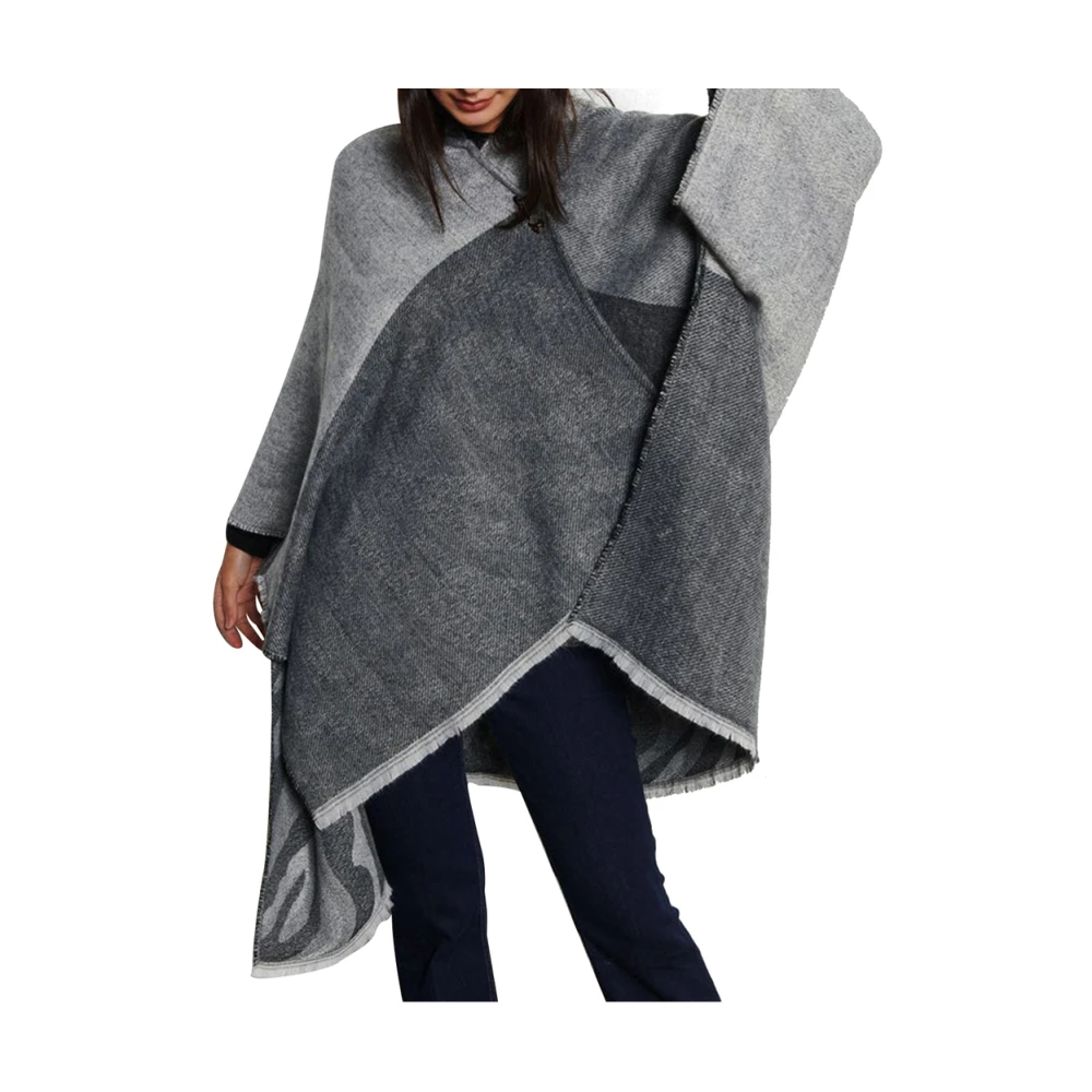 Liu Jo Zwarte Zachte Jassen Elegante Poncho Black Dames