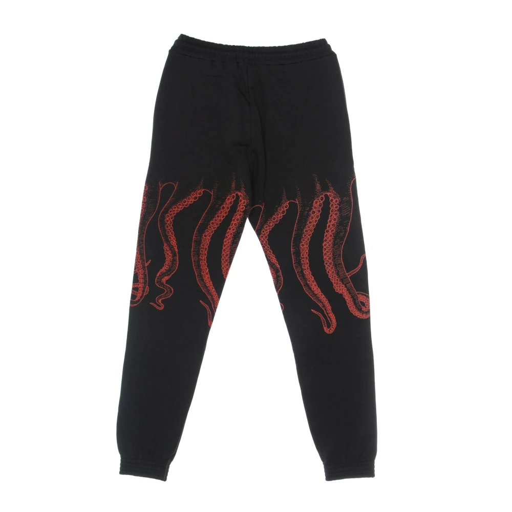 Octopus Zwarte Sweatpants Elastische Taille Print Black Heren