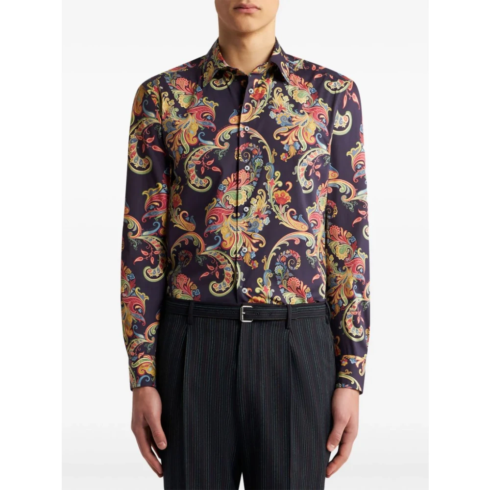 ETRO Kasjmier Print Shirt Klassieke Kraag Multicolor Heren