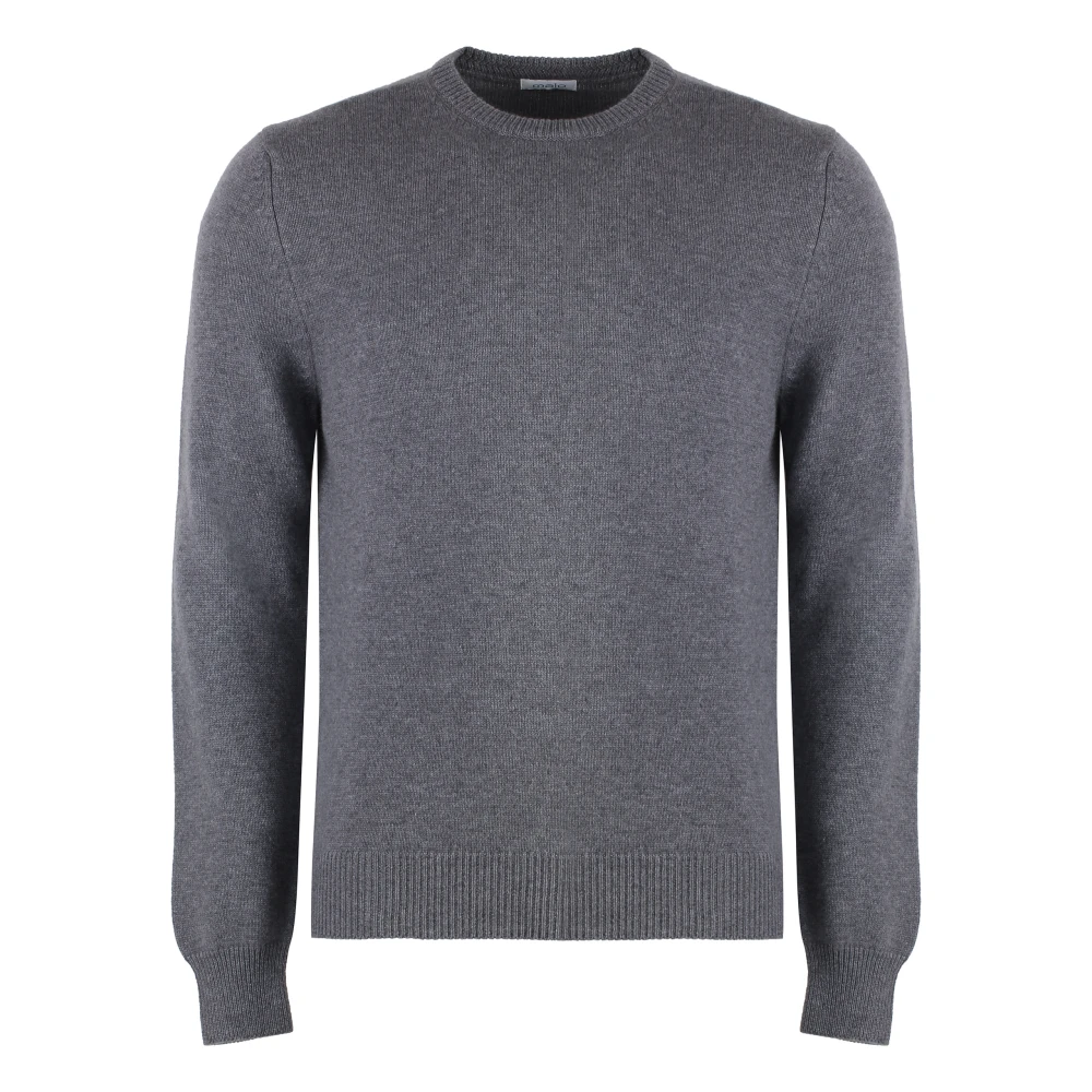 Malo Kasjmier Crew-Neck Sweater Geribbelde Gebreide Randen Gray Heren