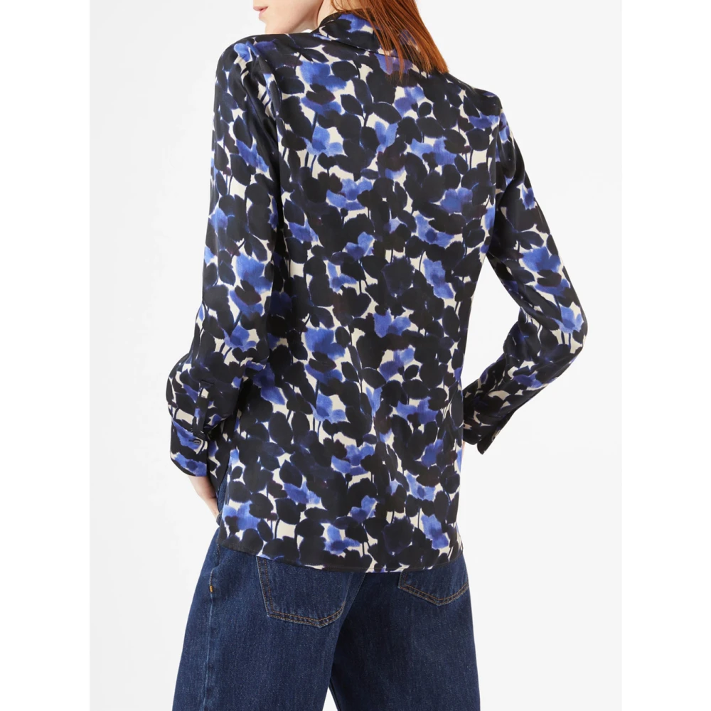 Pennyblack Bloemen satijnen overhemd Gustavo model Blue Dames
