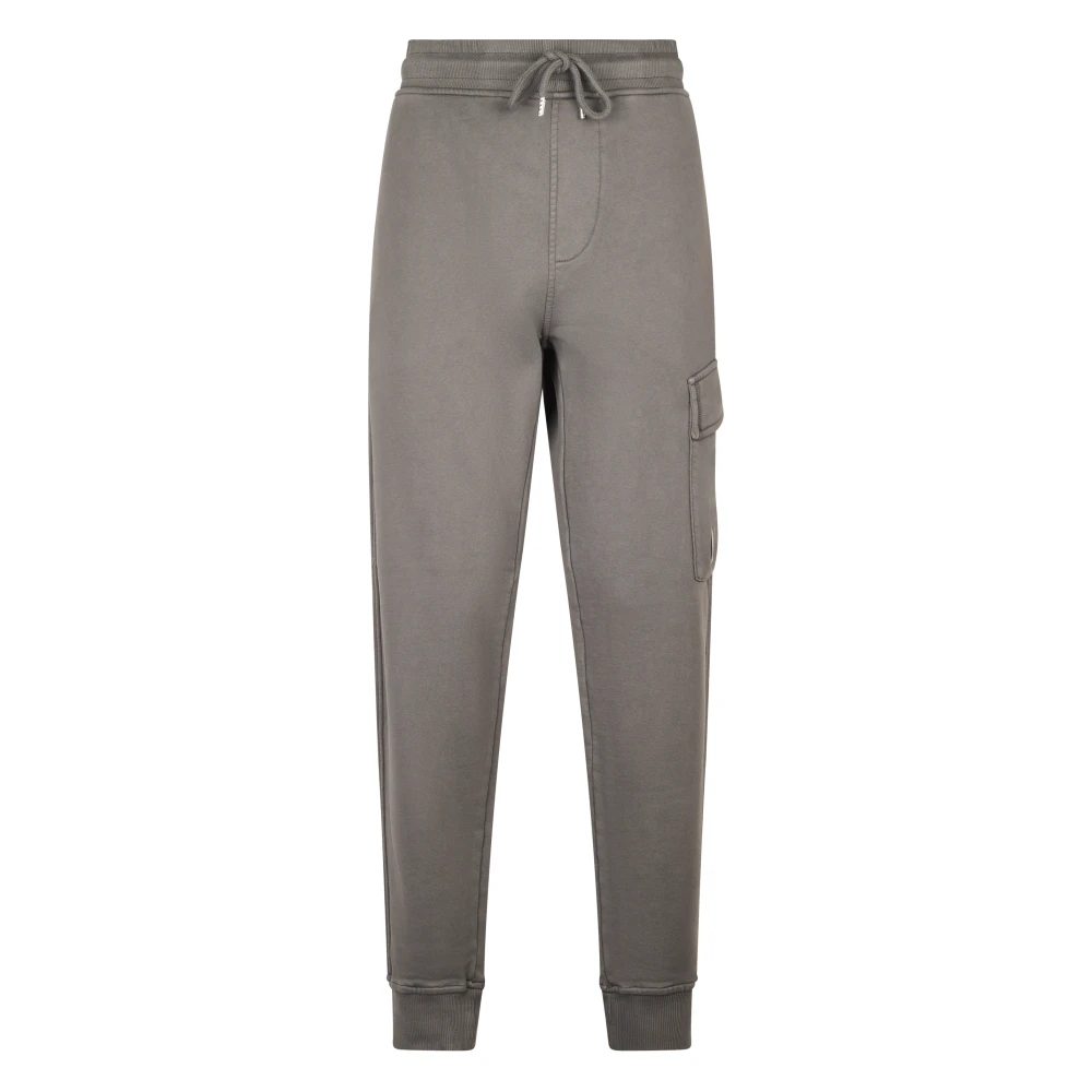 C.p. Company Men's Gray Sweatpants, Xl, Cotton Diagonal Fleece Lens Joggers