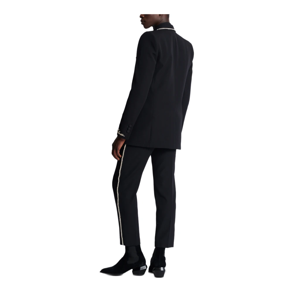 Balmain 1-button jas met geborduurde "Love Letter" kraag Black Heren