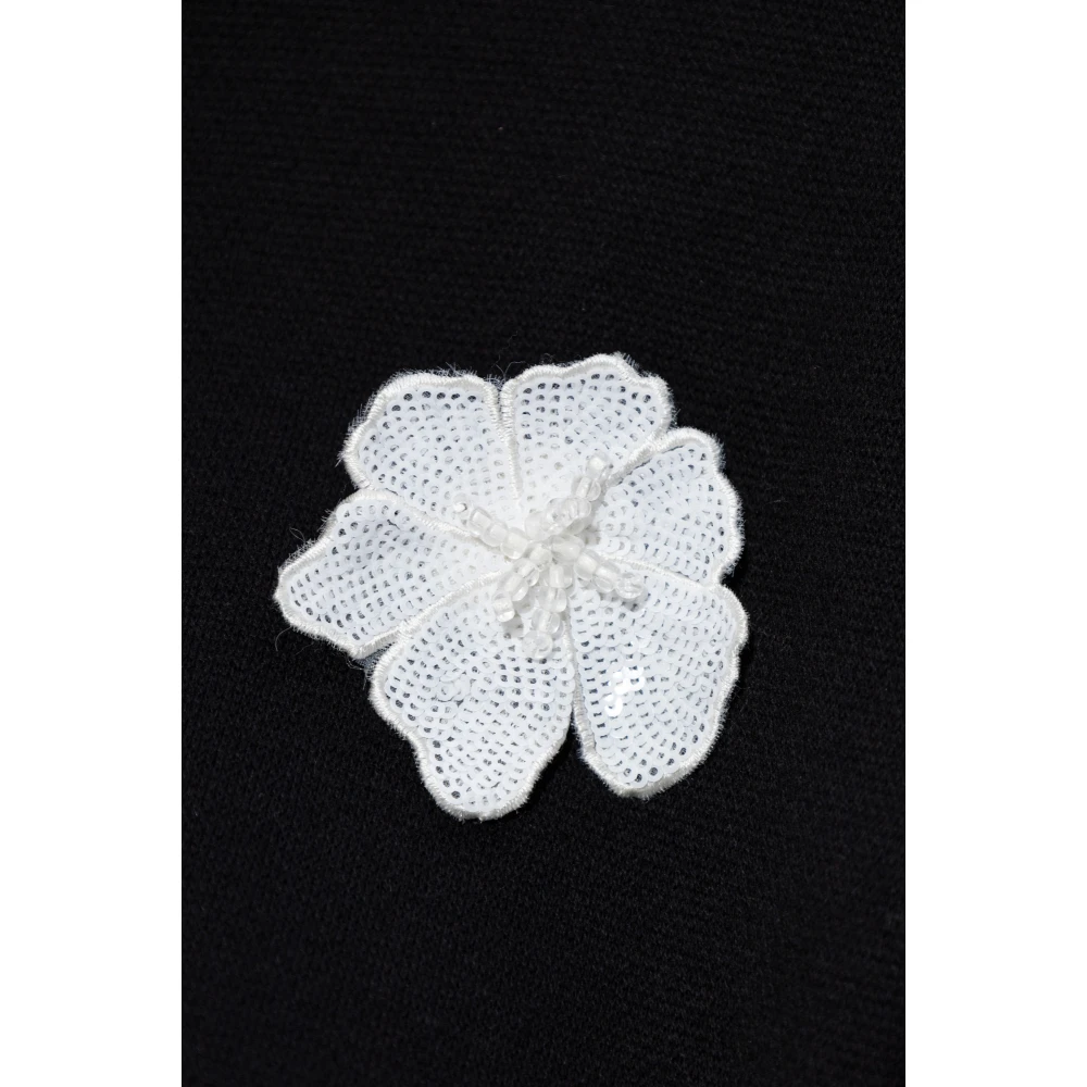 Rotate Birger Christensen Sweatshirt met bloemmotief applicatie Black Dames