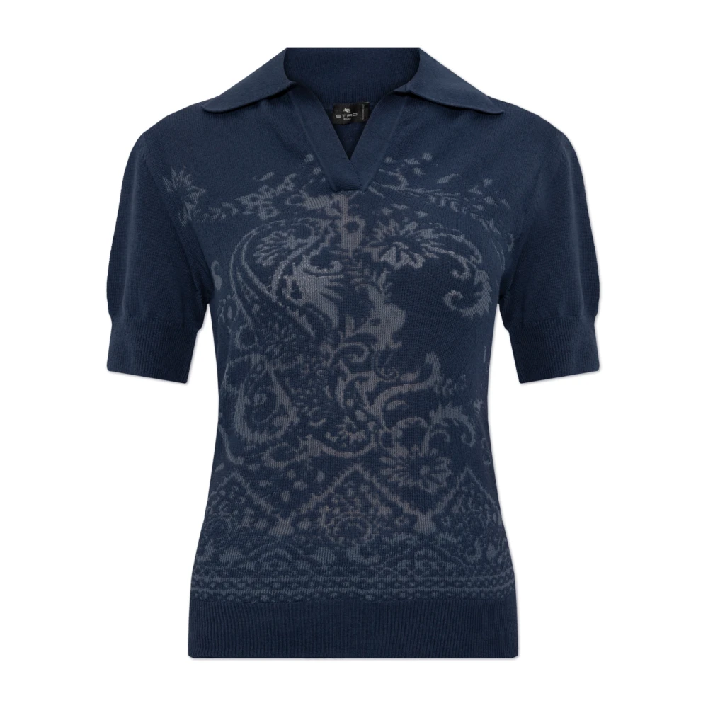 ETRO Polo met decoratief patroon Blue Dames