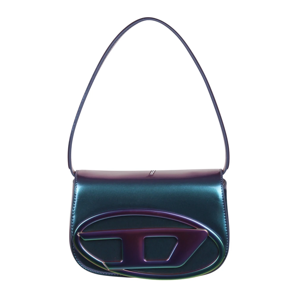 Diesel Iridescent schoudertas met chunky ketting Blue Dames