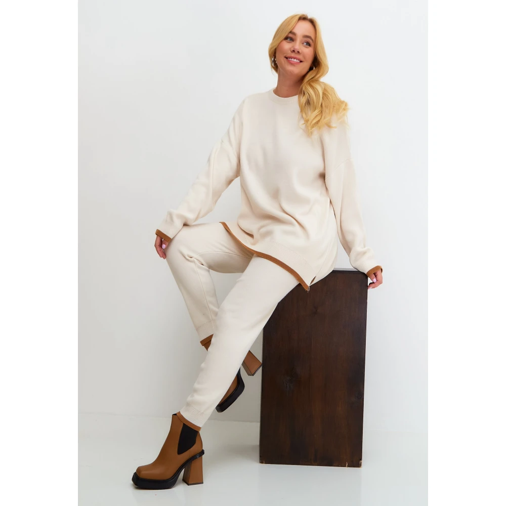 Cesare Gaspari Oversized Jogger set Beige Dames