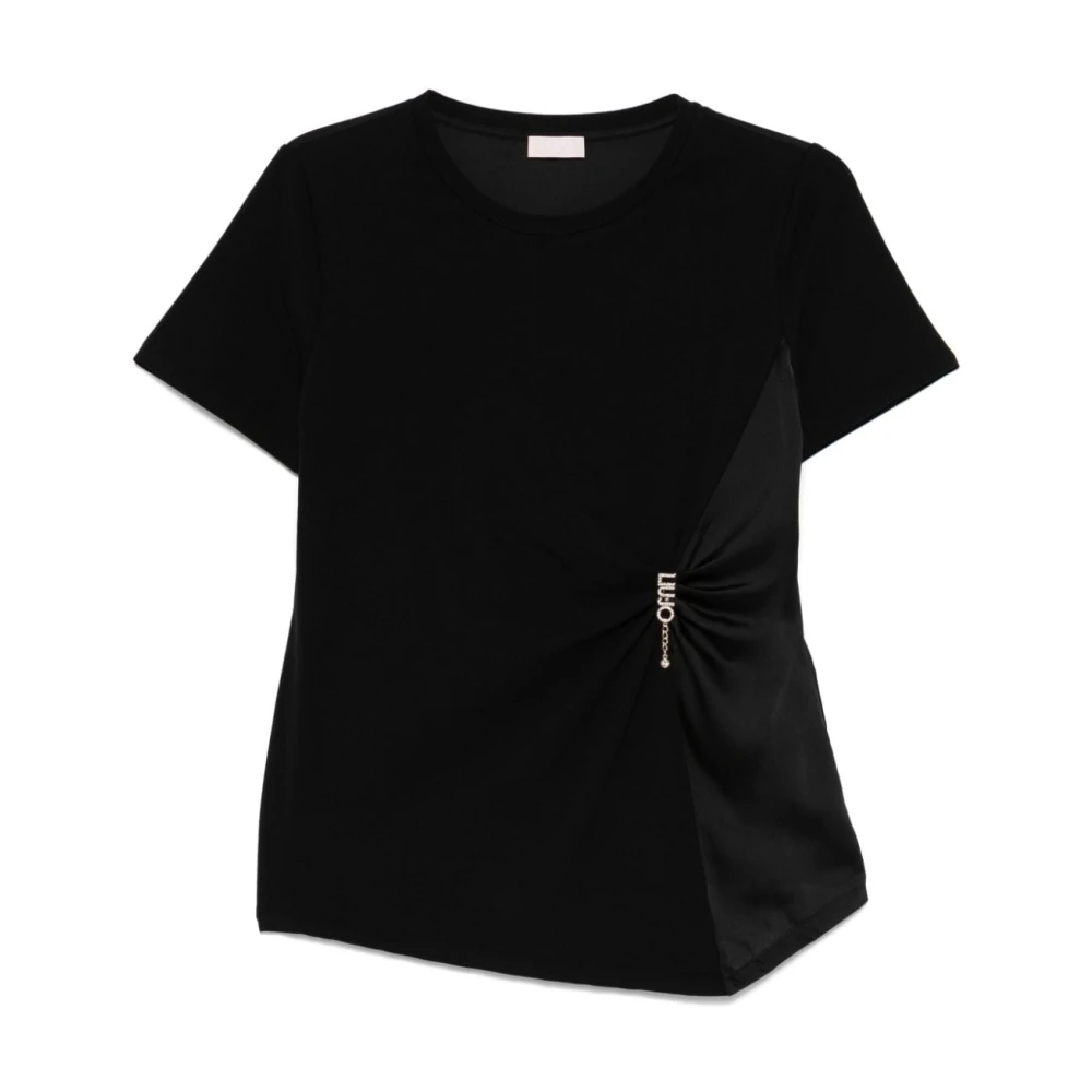 Liu Jo Zwart Jersey Crew Neck T-shirt Black Dames