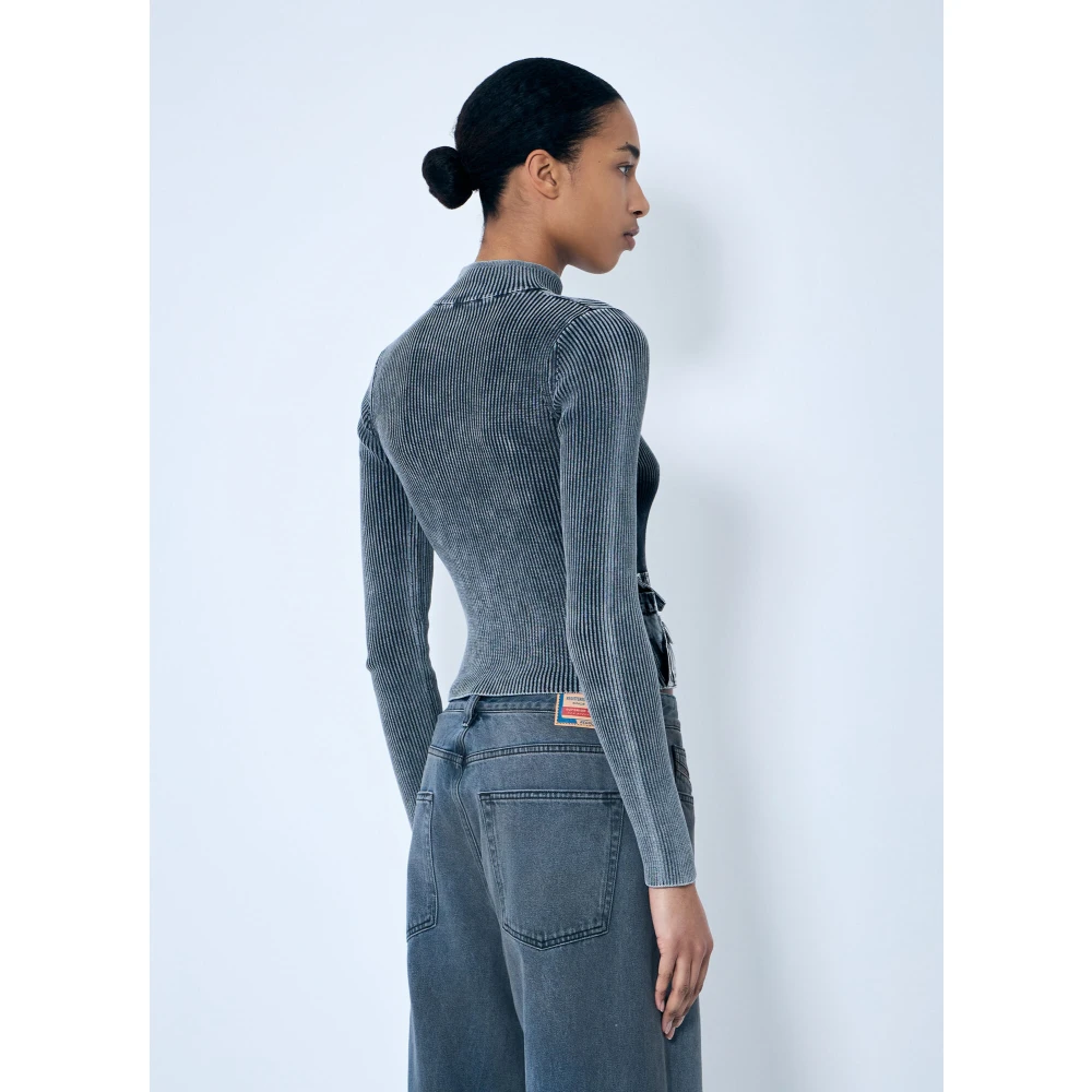 Diesel Geribbelde Melissa Cardigan met Ritssluiting Black Dames