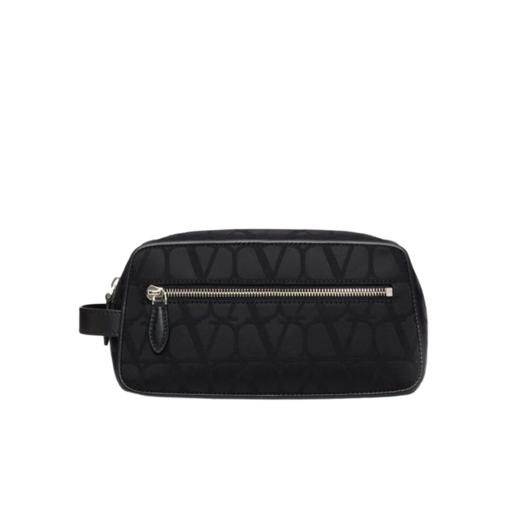 Valentino Garavani Zwarte Nylon Iconographe Toilettas Black Heren