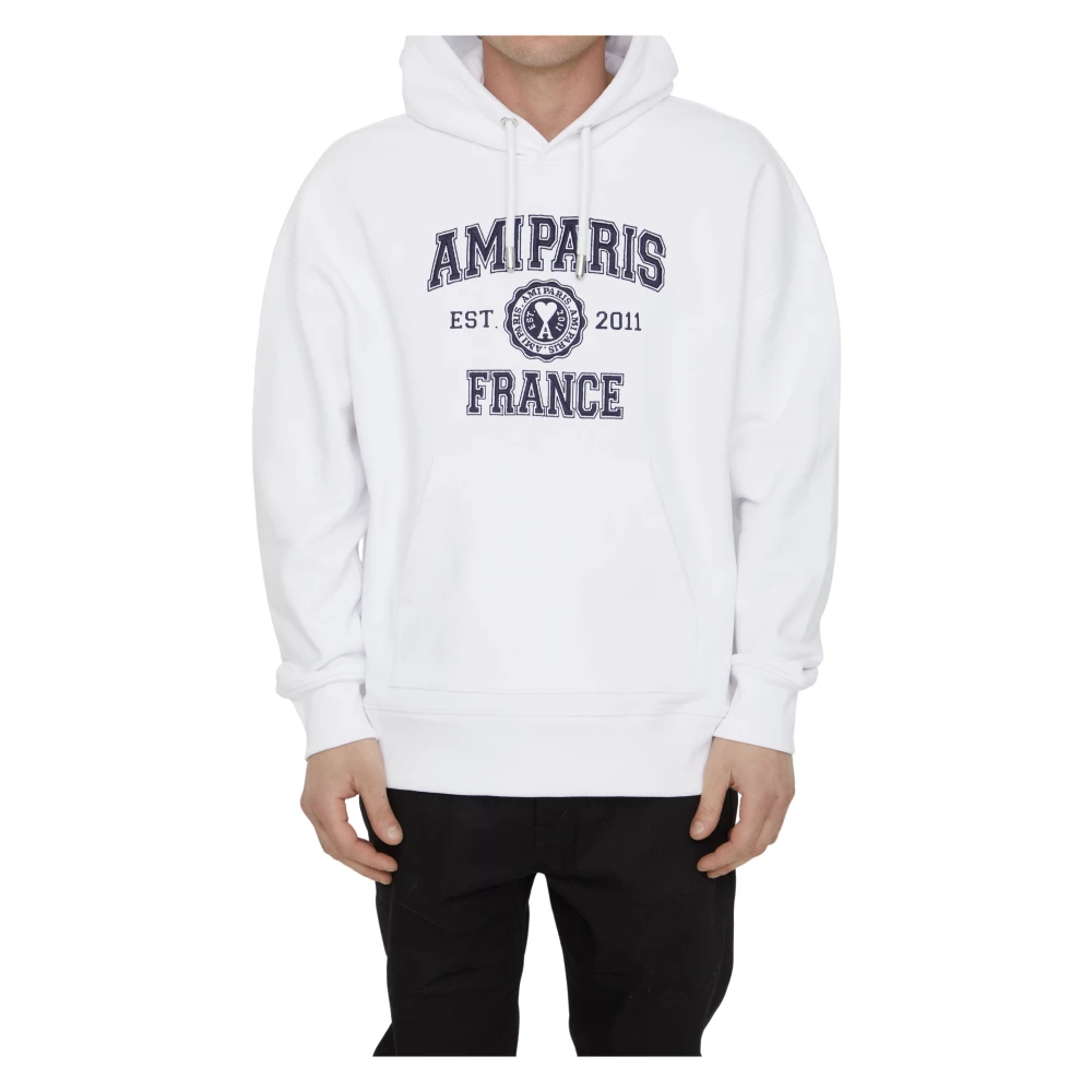 Ami Paris Organisch katoenen hoodie voor heren White Heren