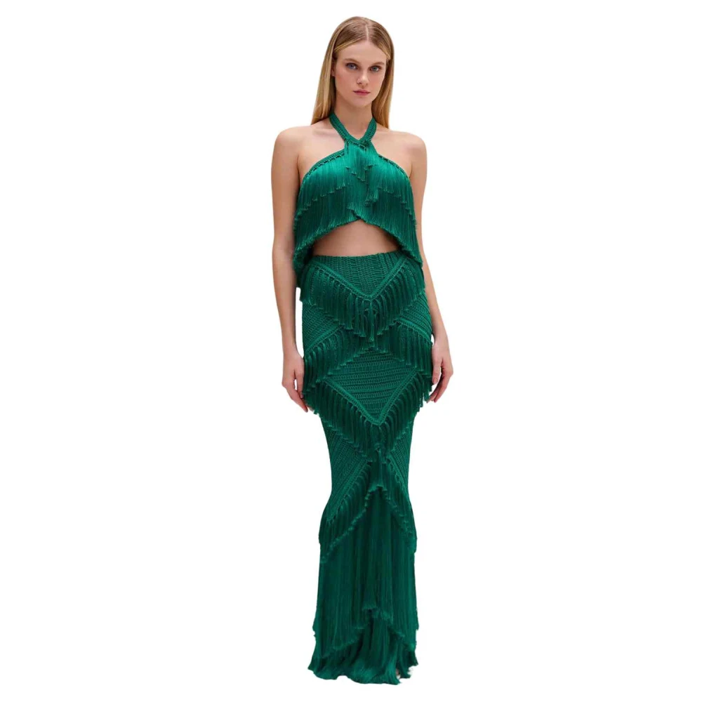 Patbo Maxi Rok met Franje Green Dames