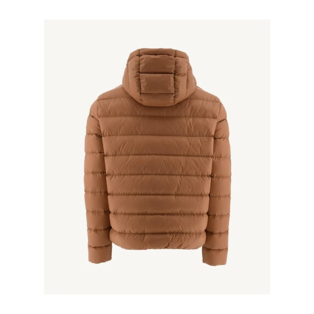 Jott Gewatteerde Jas met Capuchon Bruin Patch Logo Brown Heren