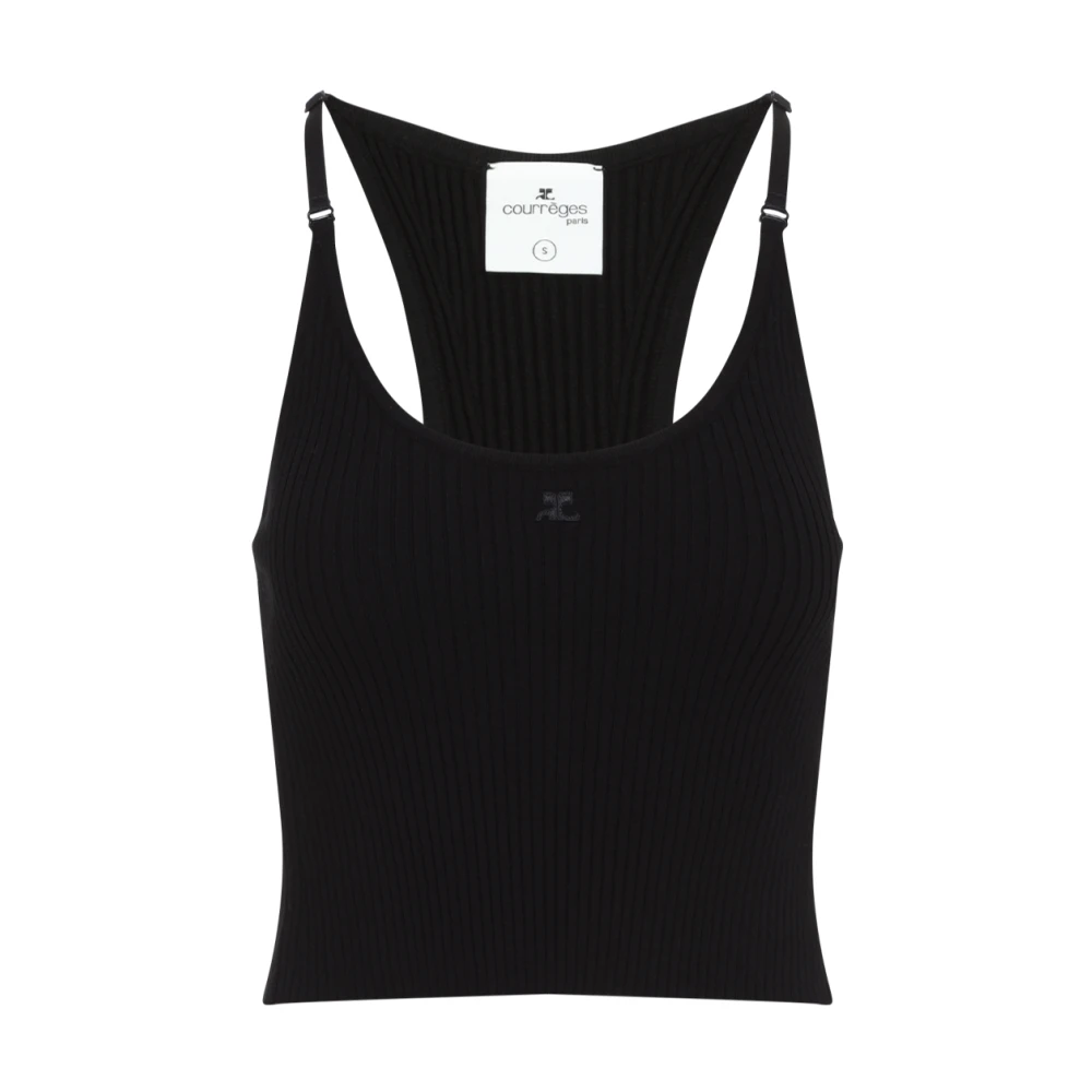 Courrèges Ribgebreide Tanktop in Zwart Black Dames
