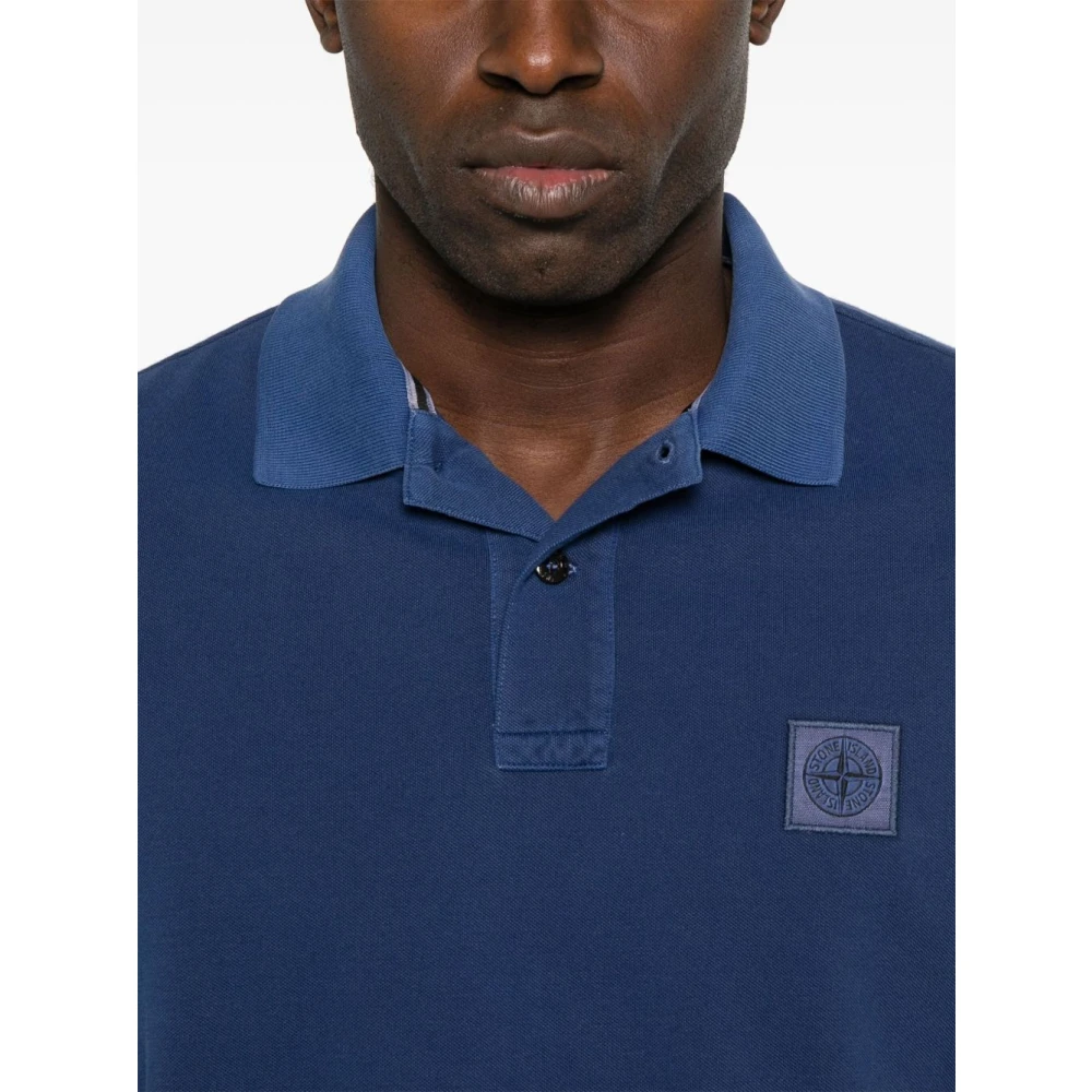 Stone Island Blauw Poloshirt met Kompas Motief Blue Heren