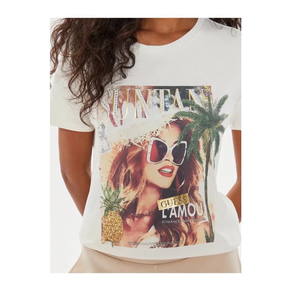 Guess Geprint T-shirt van katoen White Dames