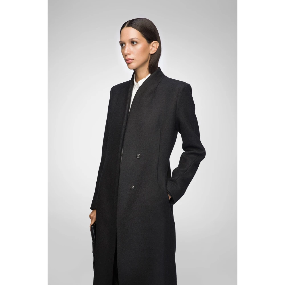 Vespucci by VSP Margaux Zwarte wollen jas Black Dames
