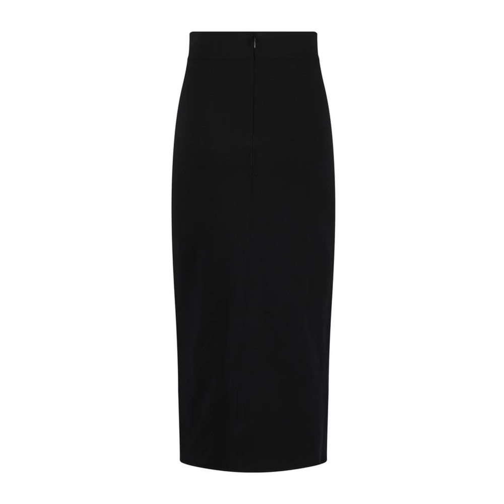 Dolce & Gabbana Monochrome Stretch Midi Rok Met Ritssluiting Achter Black Dames