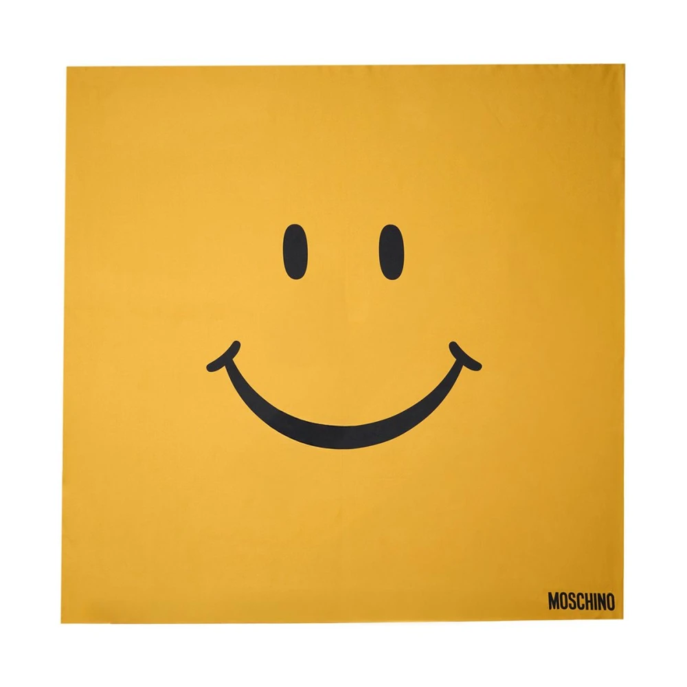 Moschino Gele Smiley Zijden Sjaal Yellow Dames