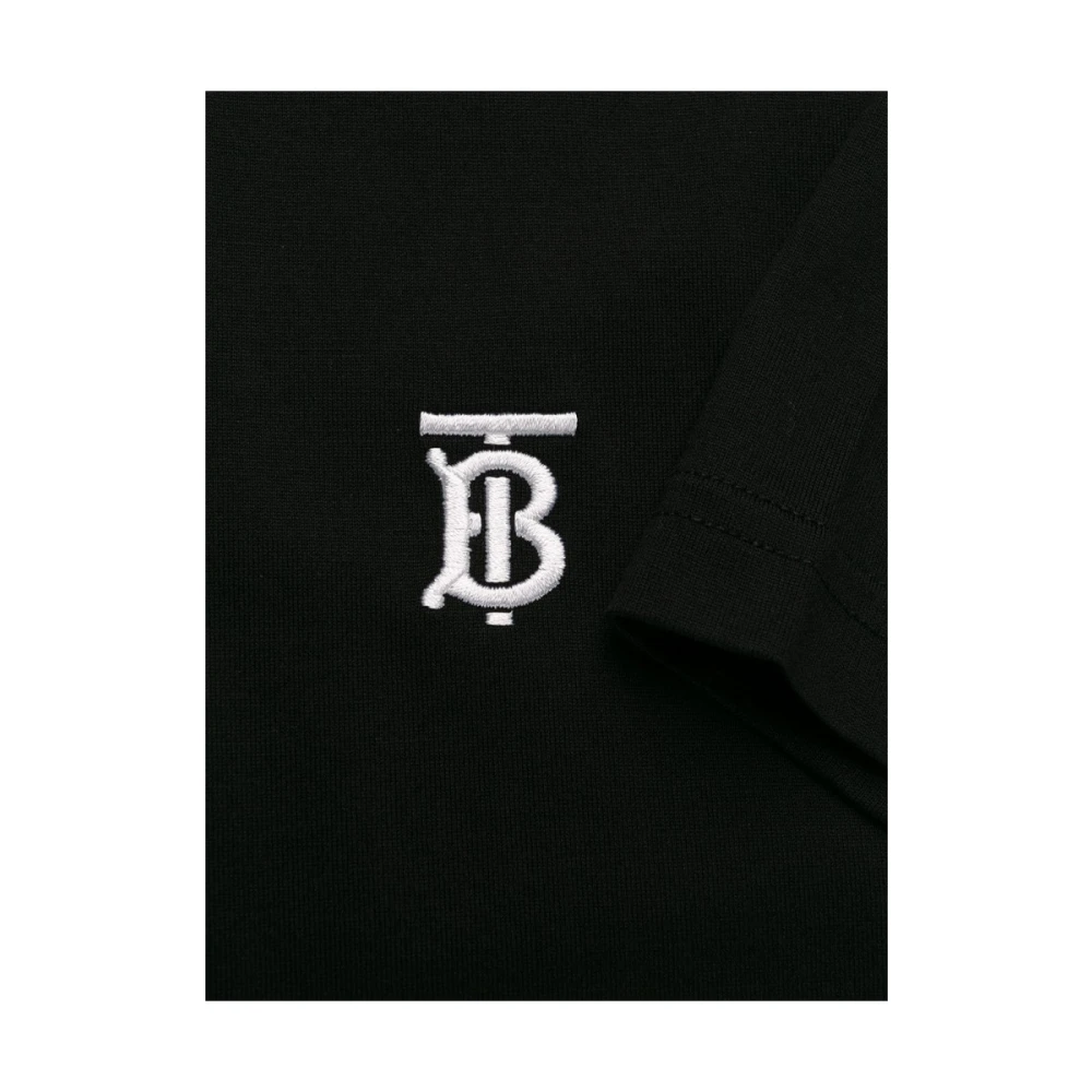 Burberry Zwart T-shirt met geborduurd logo Black Heren