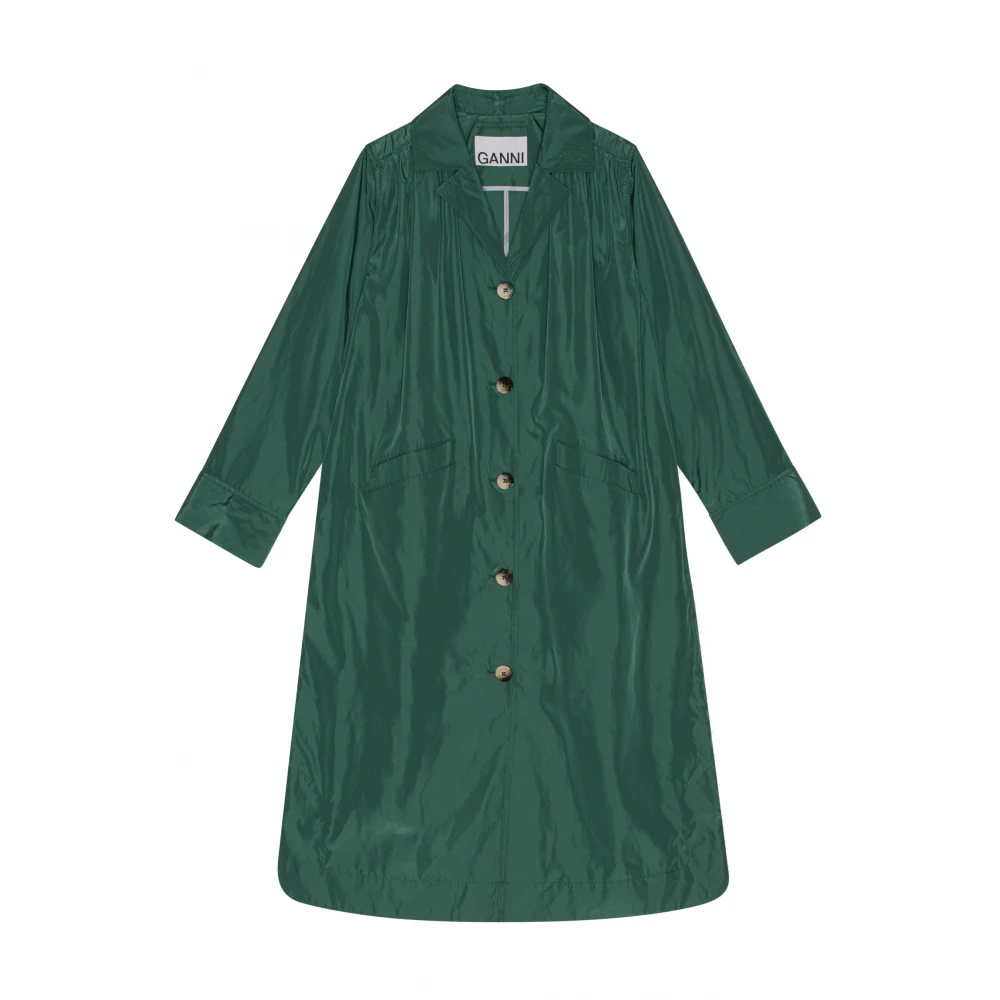 Ganni Stijlvolle groene jas met unieke details Green Dames