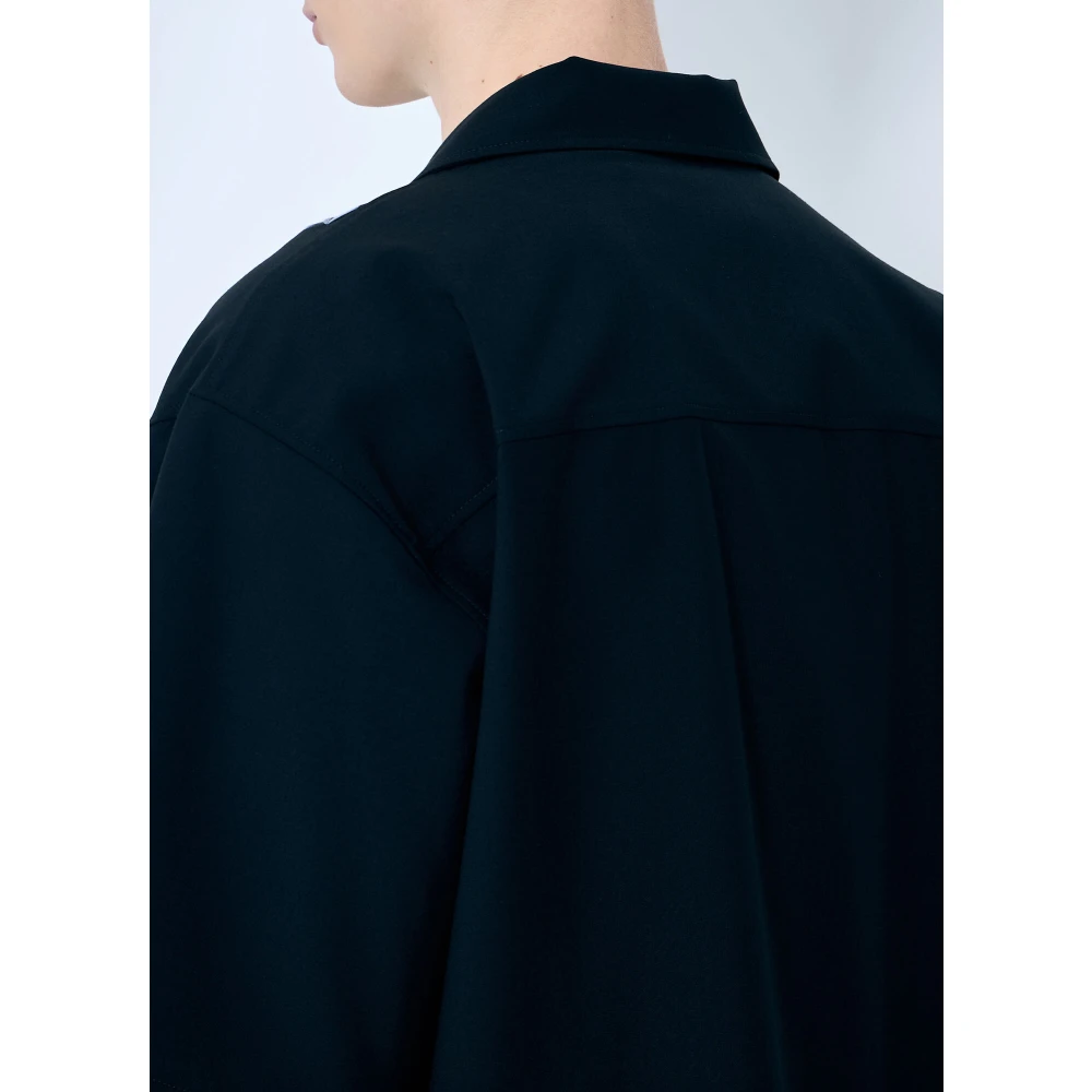 Marni Geborduurde Camp Kraag Bowling Shirt Black Heren