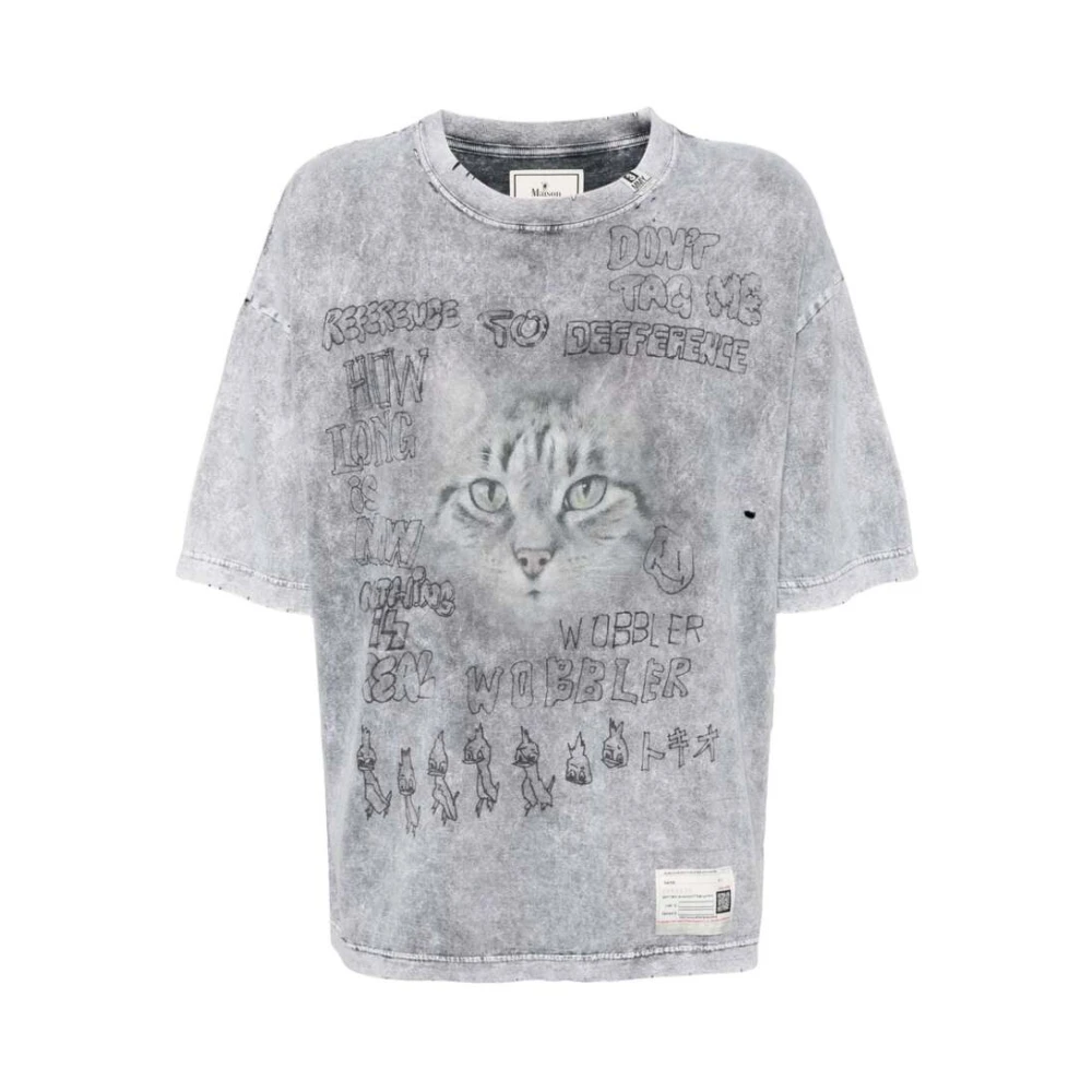 Mihara Yasuhiro Grafische Print Katoenen T-shirt Grijs Multicolor Gray Heren