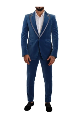 Blå Velvet Slim Fit 2-delat Kostym