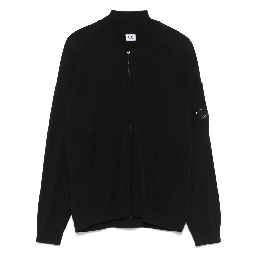 C.p. Company Black Cardigan With Zip Pocket - Male - Cardigans - M - Knitwear
