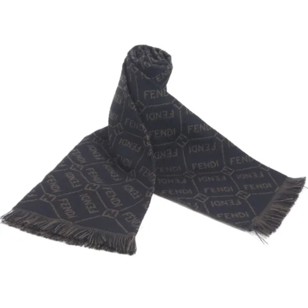 Fendi Vintage Pre-owned Wool scarves Black Heren