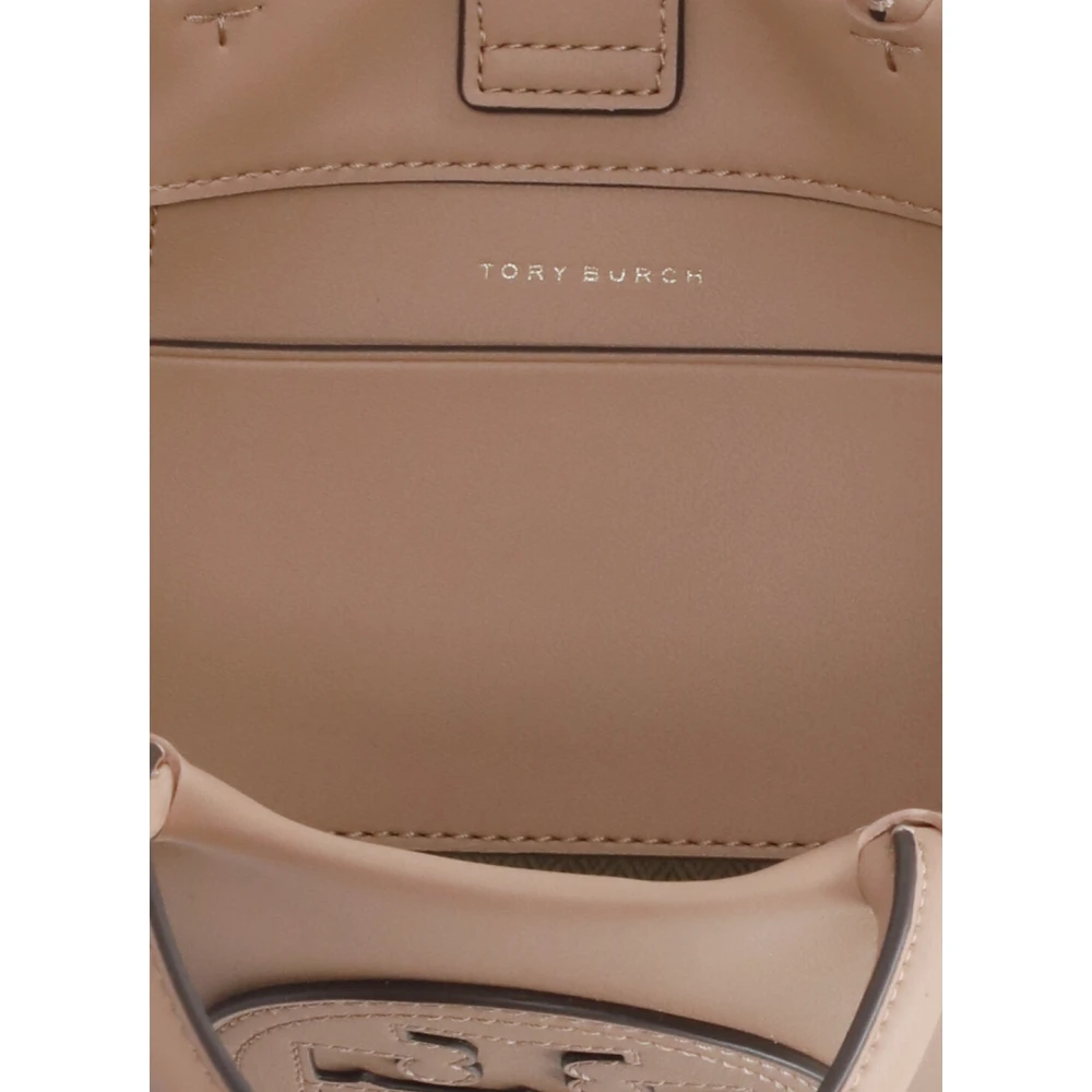 TORY BURCH Eco-lederen winkeltas met dubbel T-logo Beige Dames