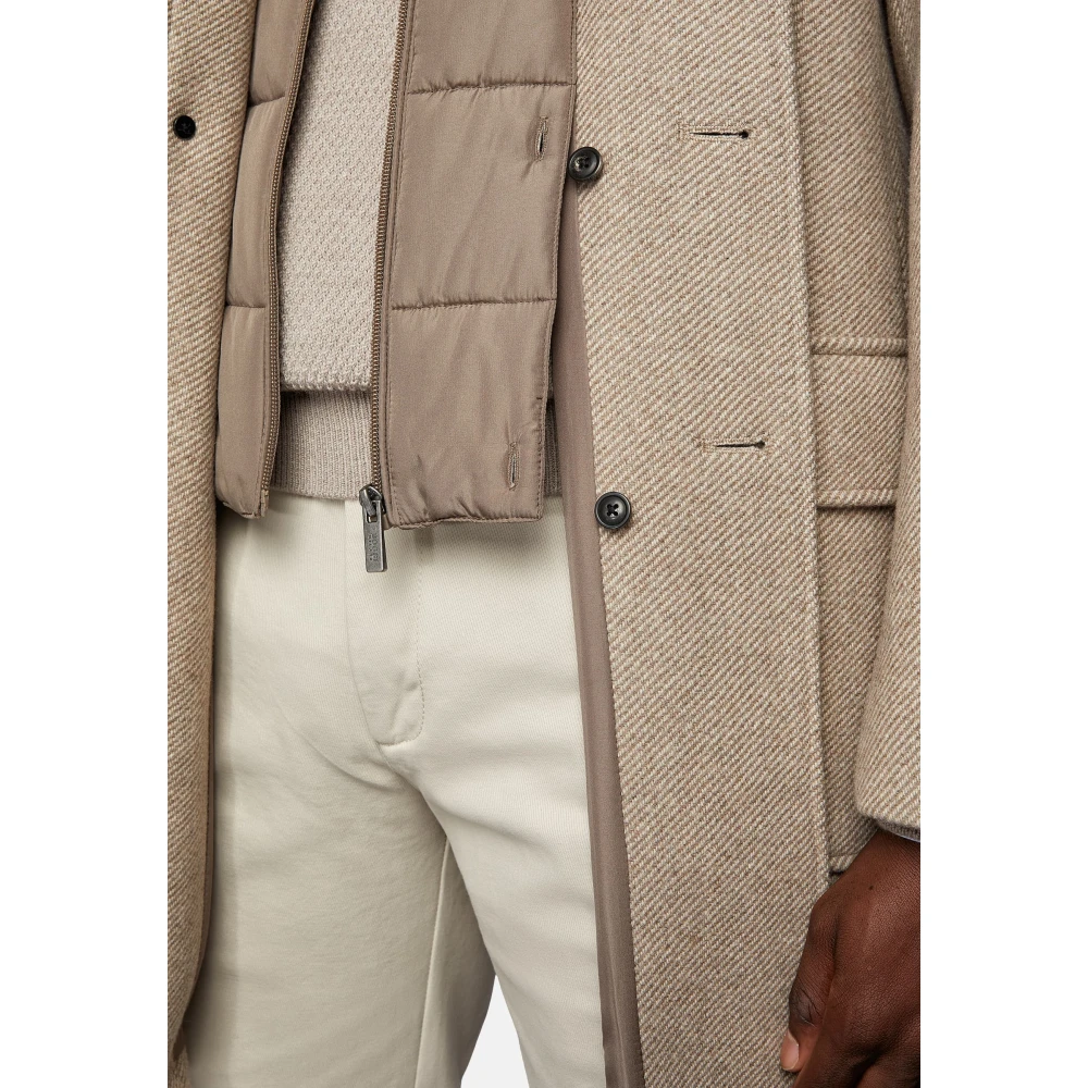 Boggi Milano Wolmix Jas met Hoodie Bib Beige Heren
