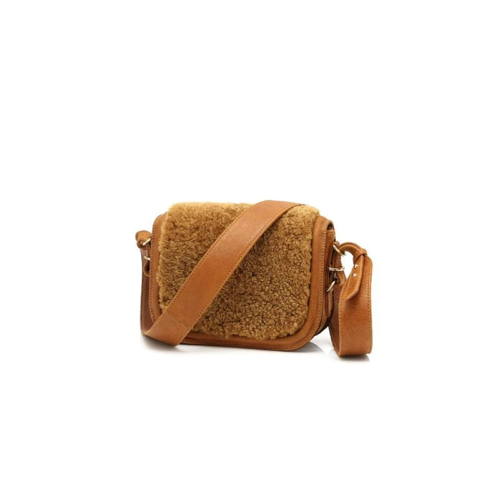 Claris Virot Mini Manon Leren Schoudertas Brown Dames