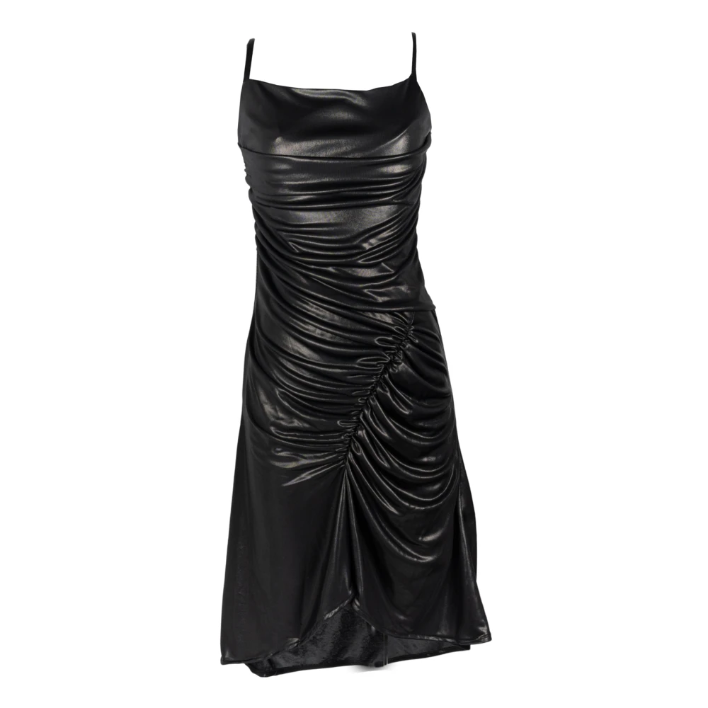 Marine Serre Zwarte Geplooide Gedrapeerde Jurk Black Dames