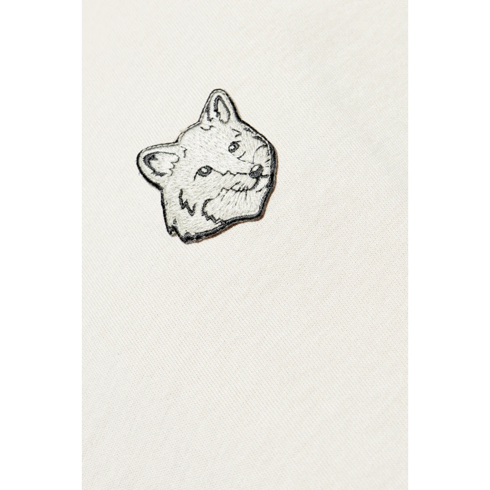 Maison Kitsuné T-shirt met logo Beige Heren