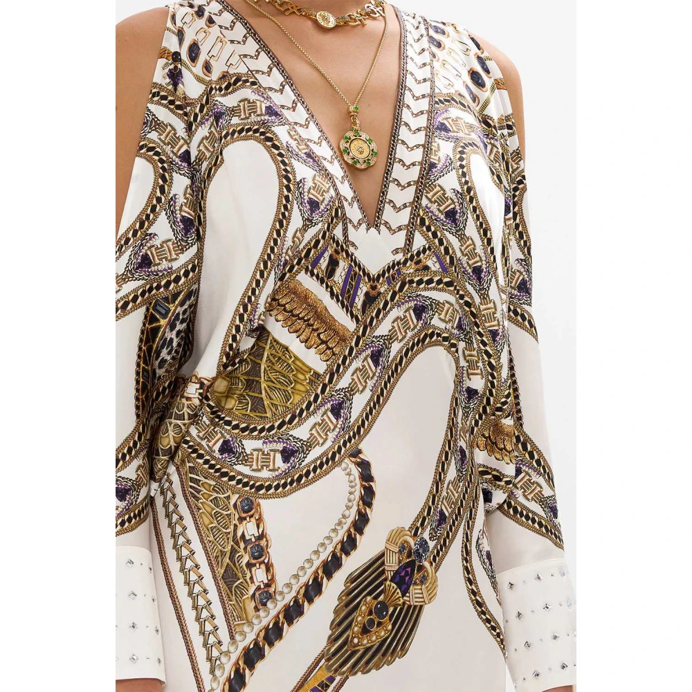 Camilla Godinnenenergie Gedrapeerde Zijden Jurk Multicolor Dames